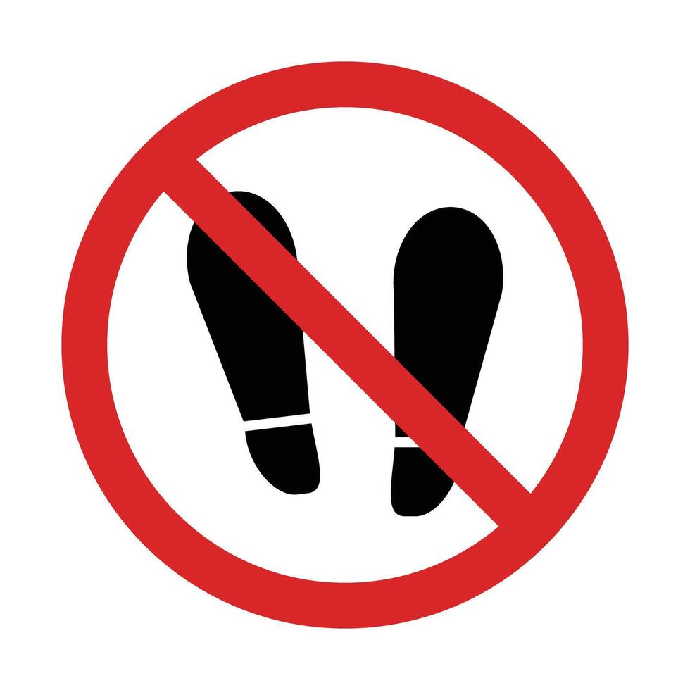 Off-limits icon. Footprints and stop sign. vector