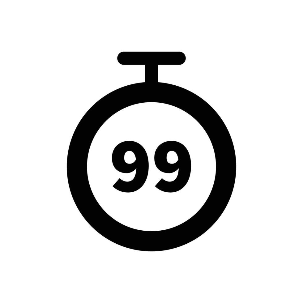 Timer icon with 99 seconds written on it. Stopwatch. vector