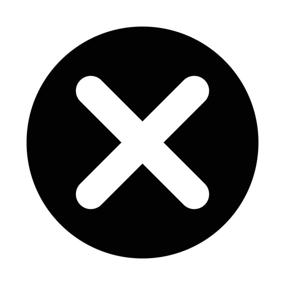 Cross mark silhouette icon. vector