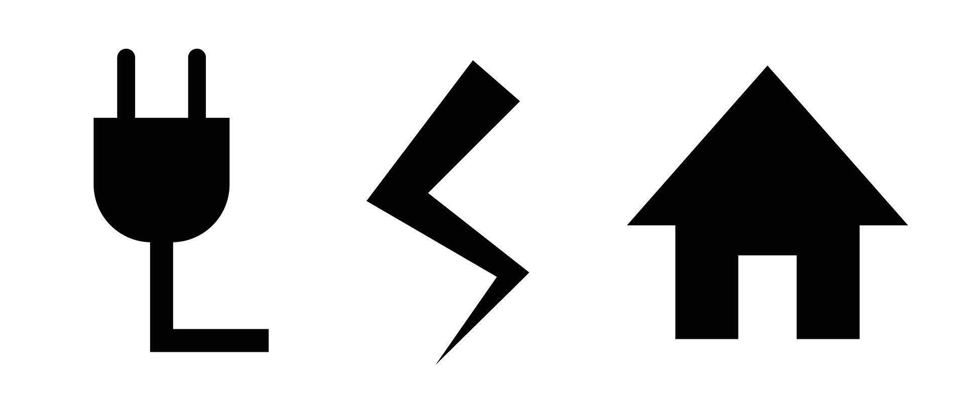 Set of icons of electrical outlets, electricity and house. vector