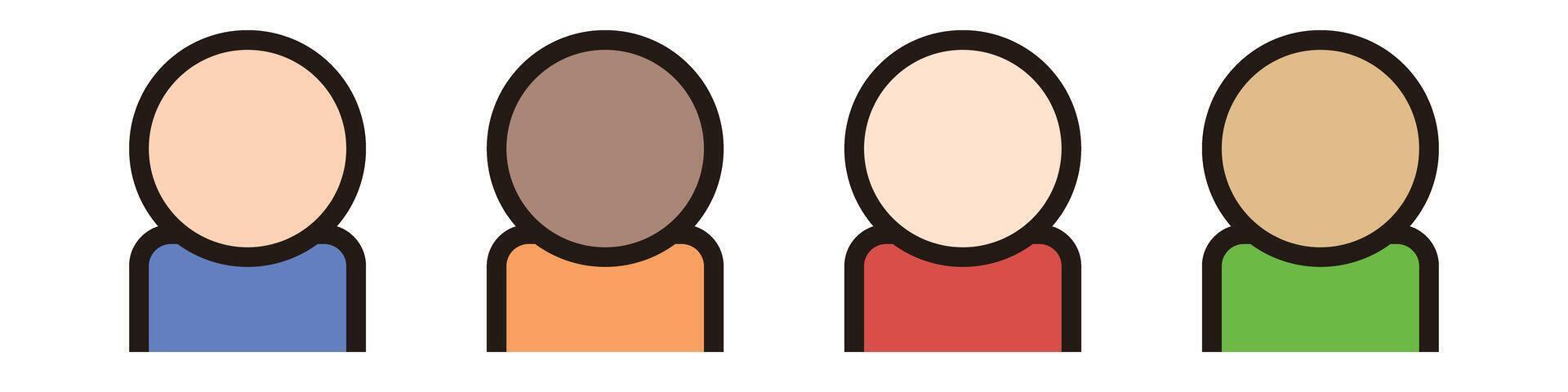 Set of people icons of various races. vector
