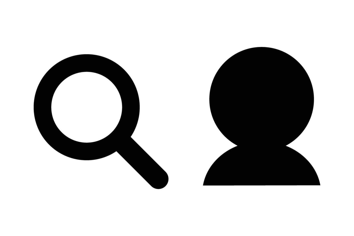Icons of magnifying glass and people. vector