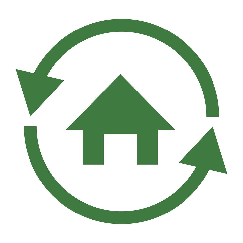 Rotating arrows and house icons. Green house. vector