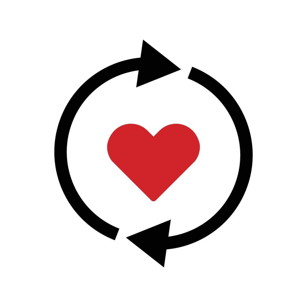 Rotating arrow and heart icon. vector