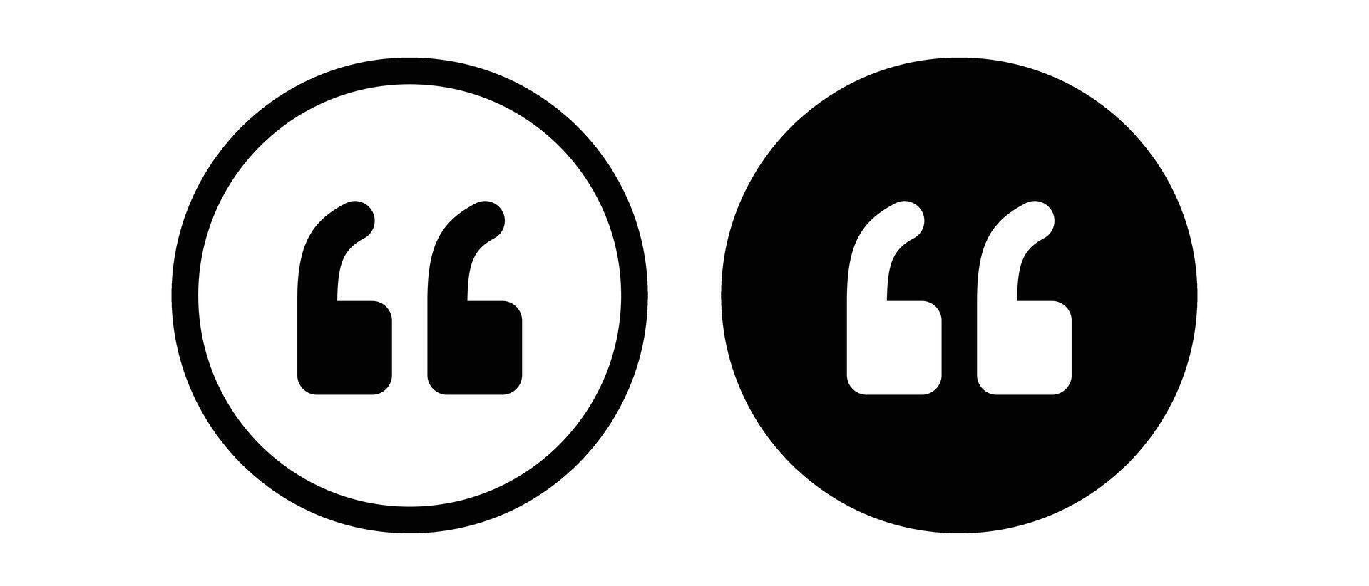 Set of round icons with double quotation marks. vector