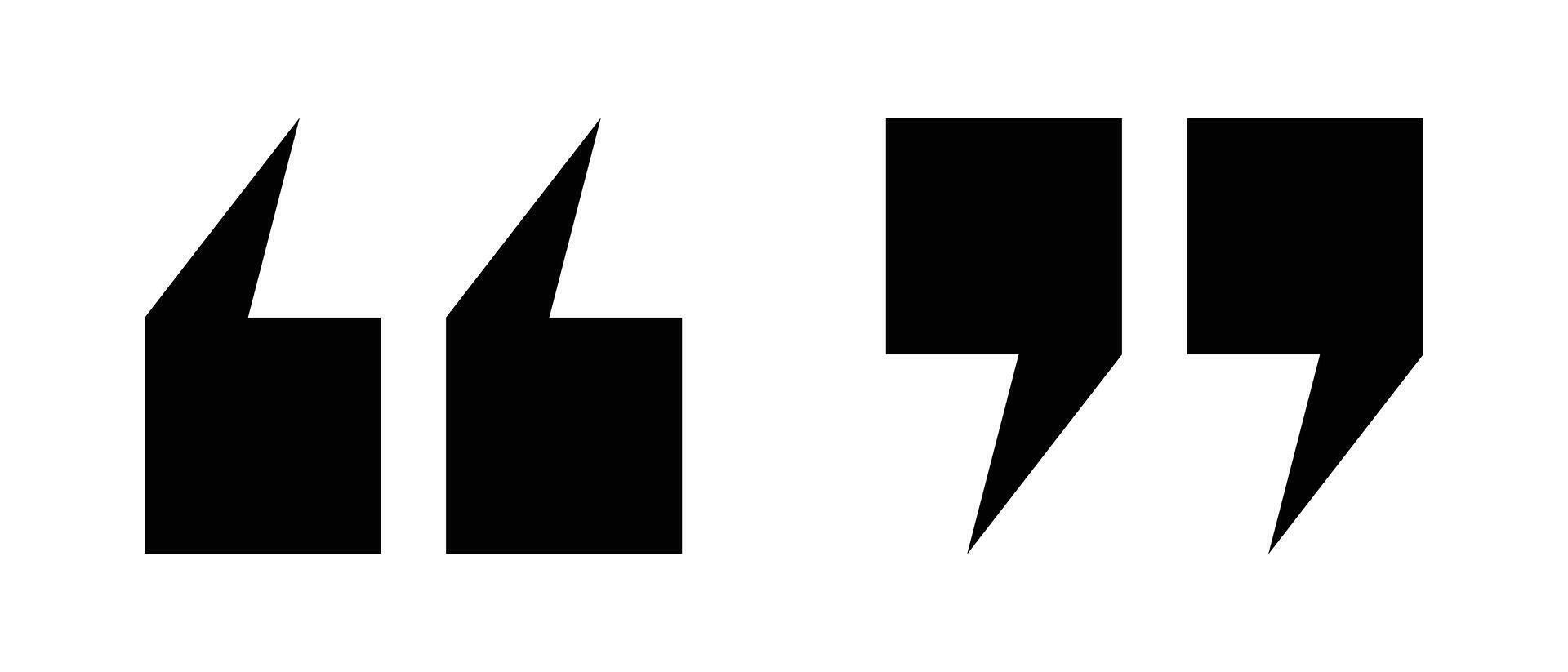 Black double quotation icon set. vector