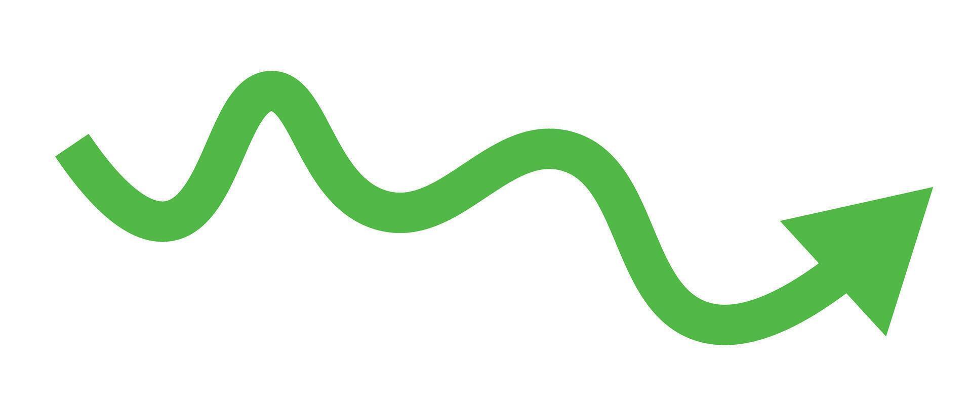 Curved green arrow icon. vector