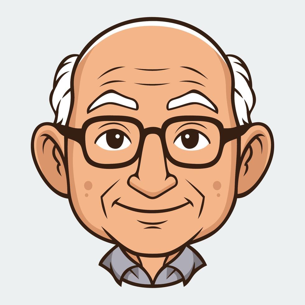 Funny illustration of old man cartoon character. Isolated illustration. vector