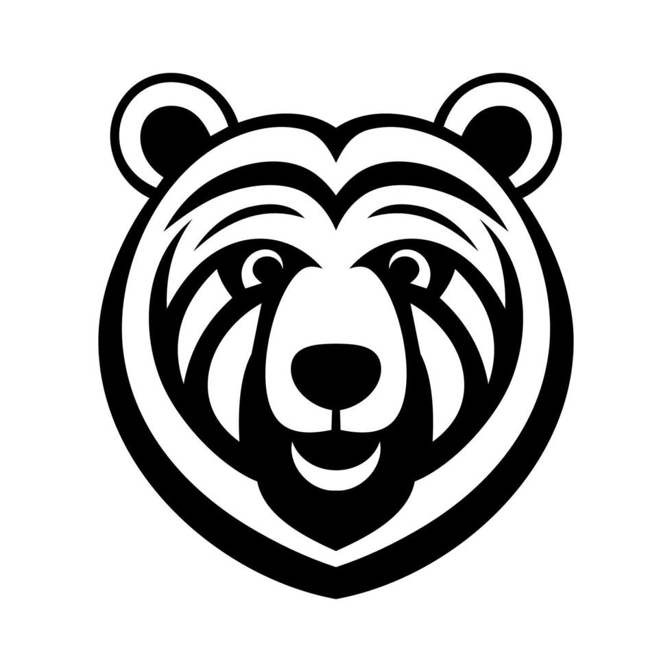 Bear head mascot for emblem design. Wild animal silhouette of head bear for element design. vector
