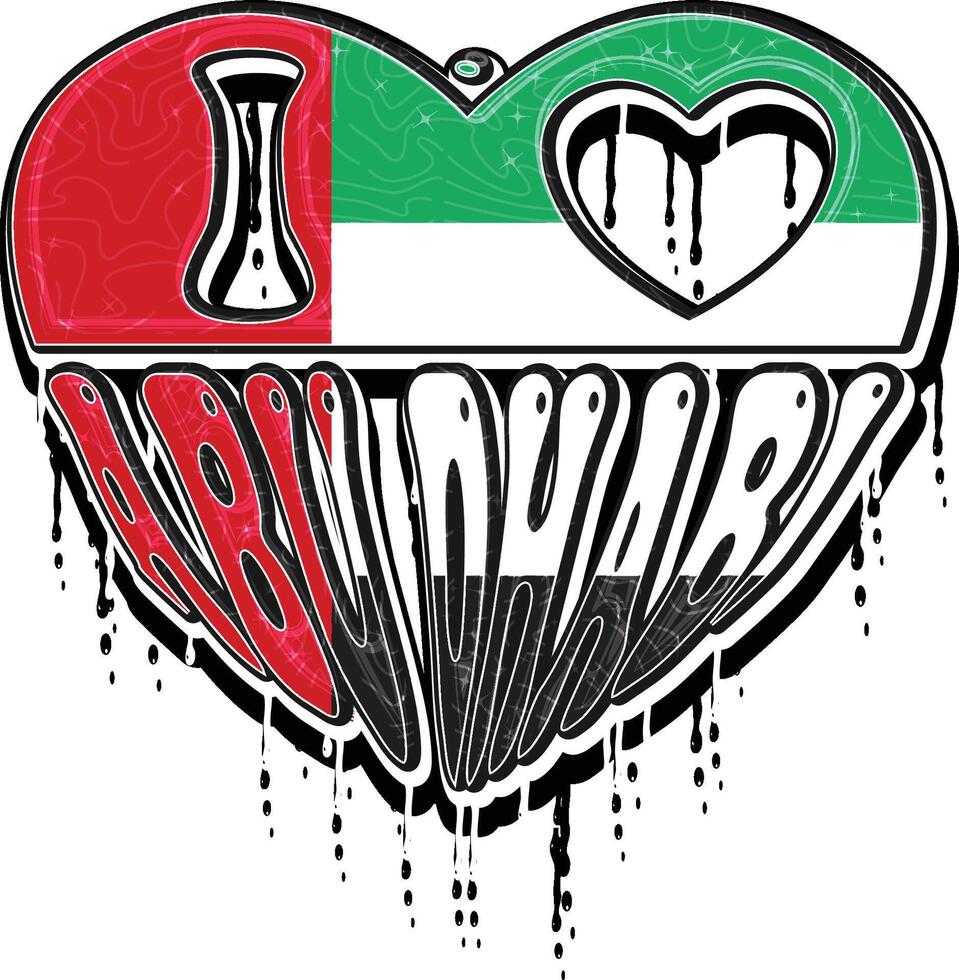 I Love Abu Dhabi Hand Lettering Graffiti Template vector