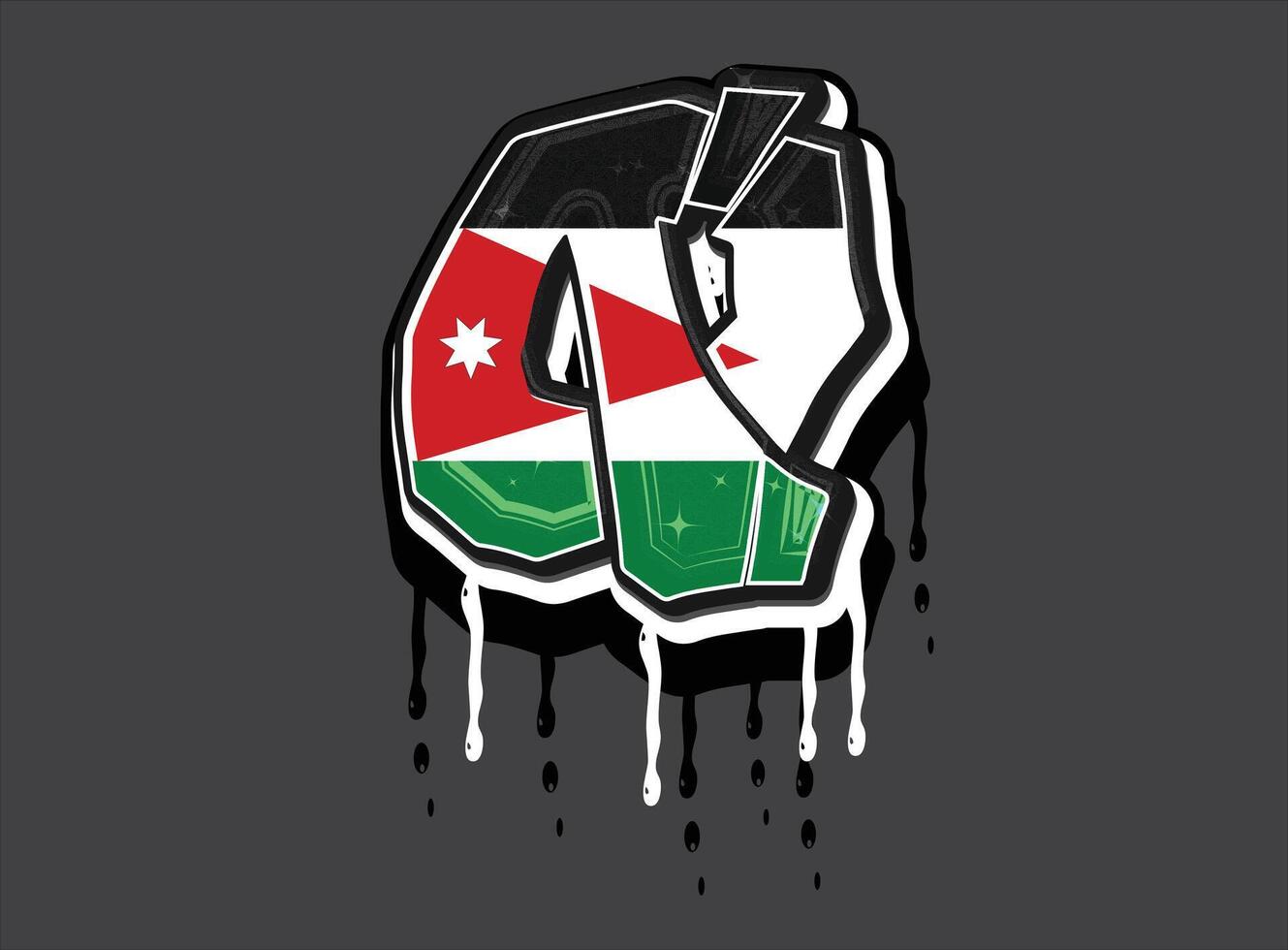 Jordan Flag Hand Lettering Q Alphabet Graffiti Dripping vector