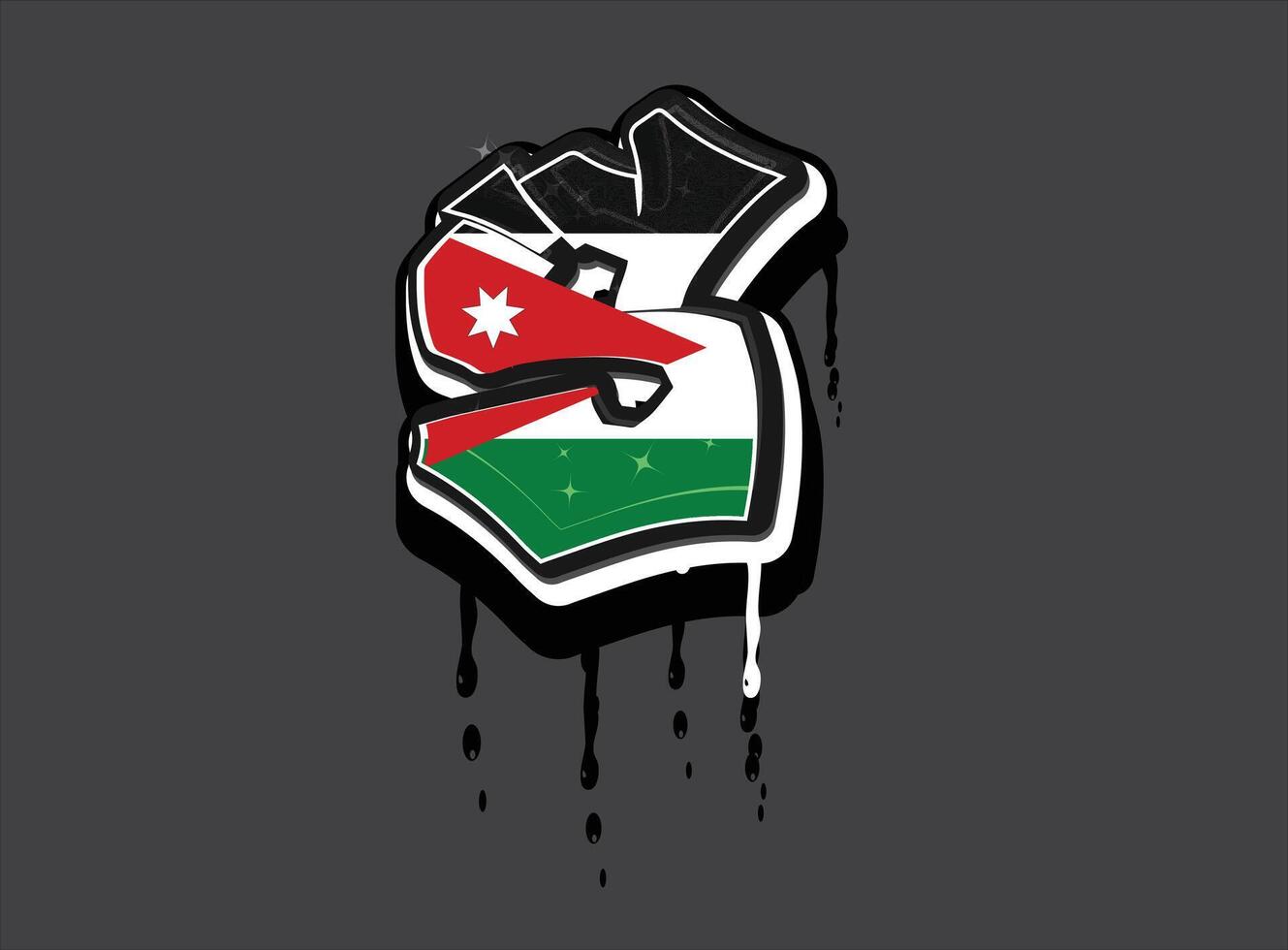 Jordan Flag Hand Lettering S Alphabet Graffiti Dripping vector