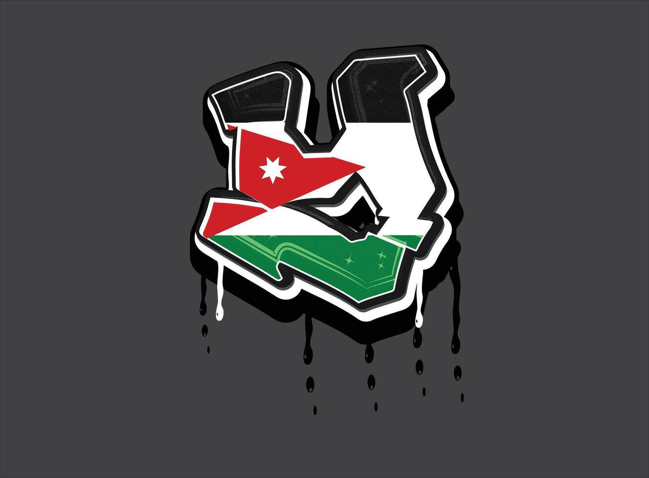 Jordan Flag Hand Lettering Y Alphabet Graffiti Dripping vector