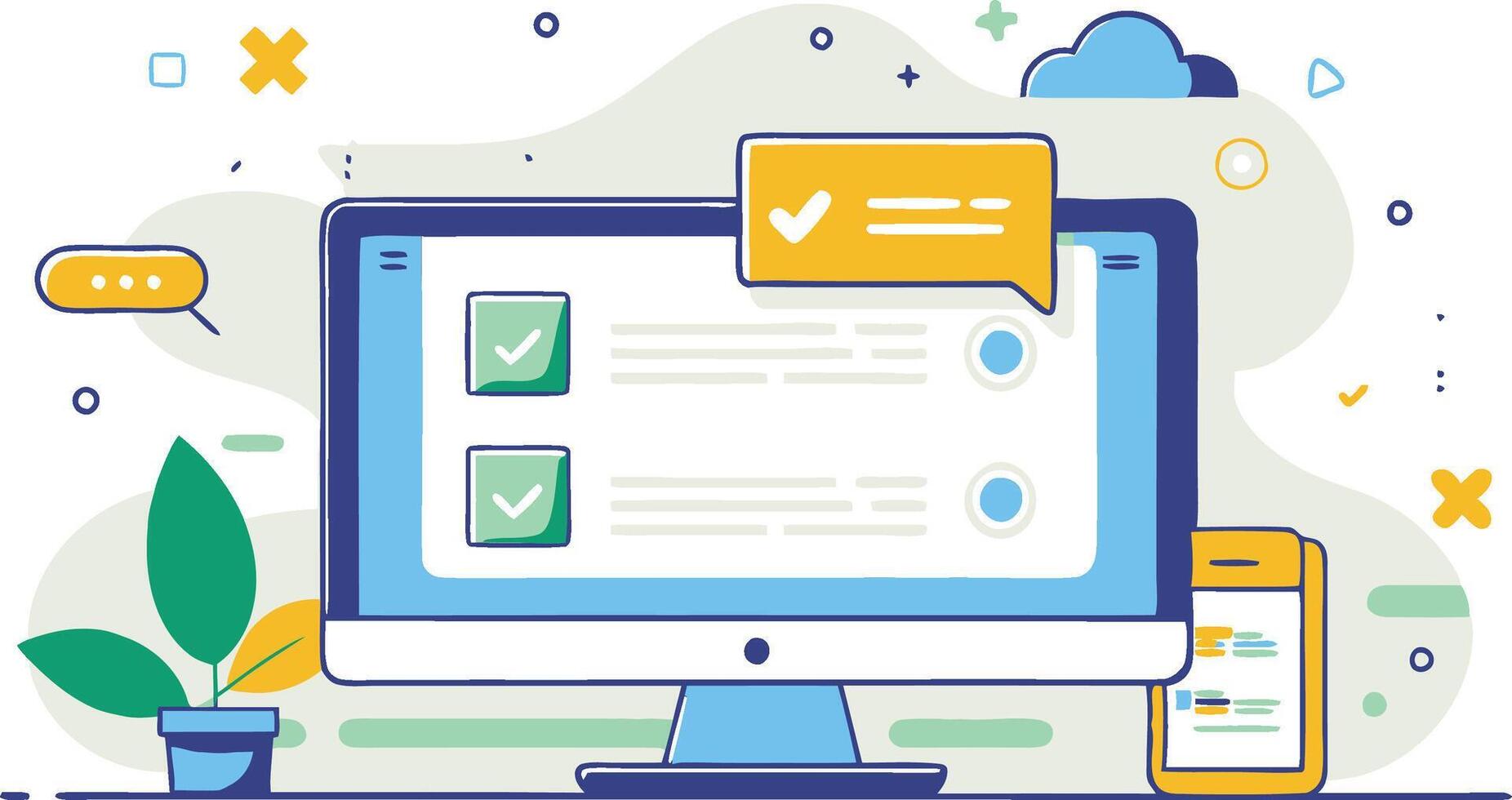 Checklist for customer feedback or choice, customers opinion or comment, questionnaire survey vector