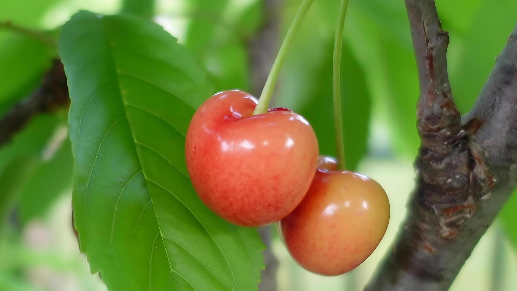 Ripe red and sweet cherry berries photo