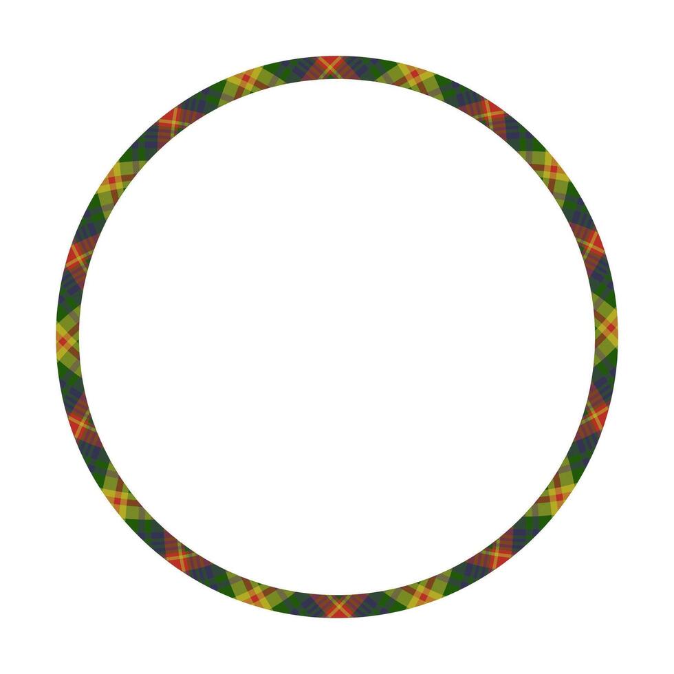Circle borders and frames . Round border pattern geometric vintage frame design. Scottish tartan plaid fabric texture. Template for gift card, collage, scrapbook or photo album and portrait. vector