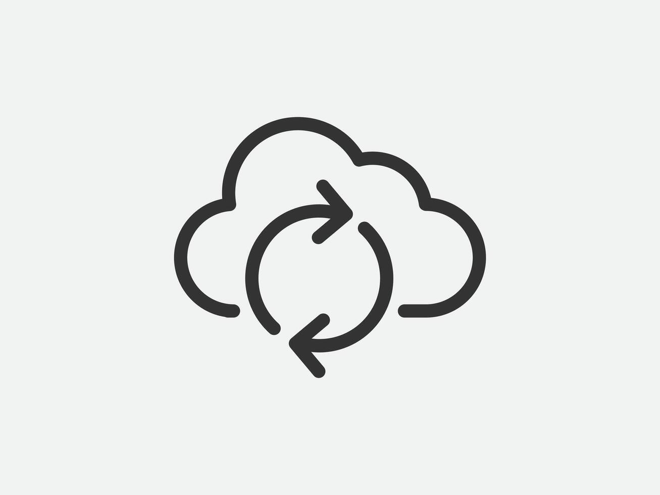 Technology icon cloud computing connection. Big data global server. Line design symbol. vector