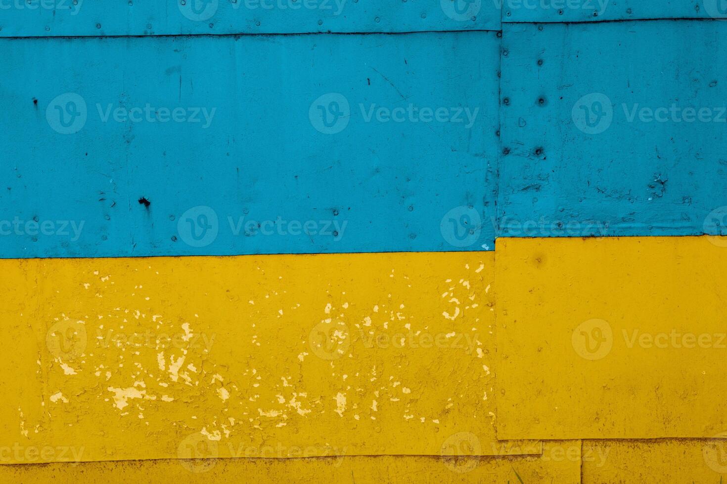 Flag of Ukraine on a cracked grunge background. Square back. photo
