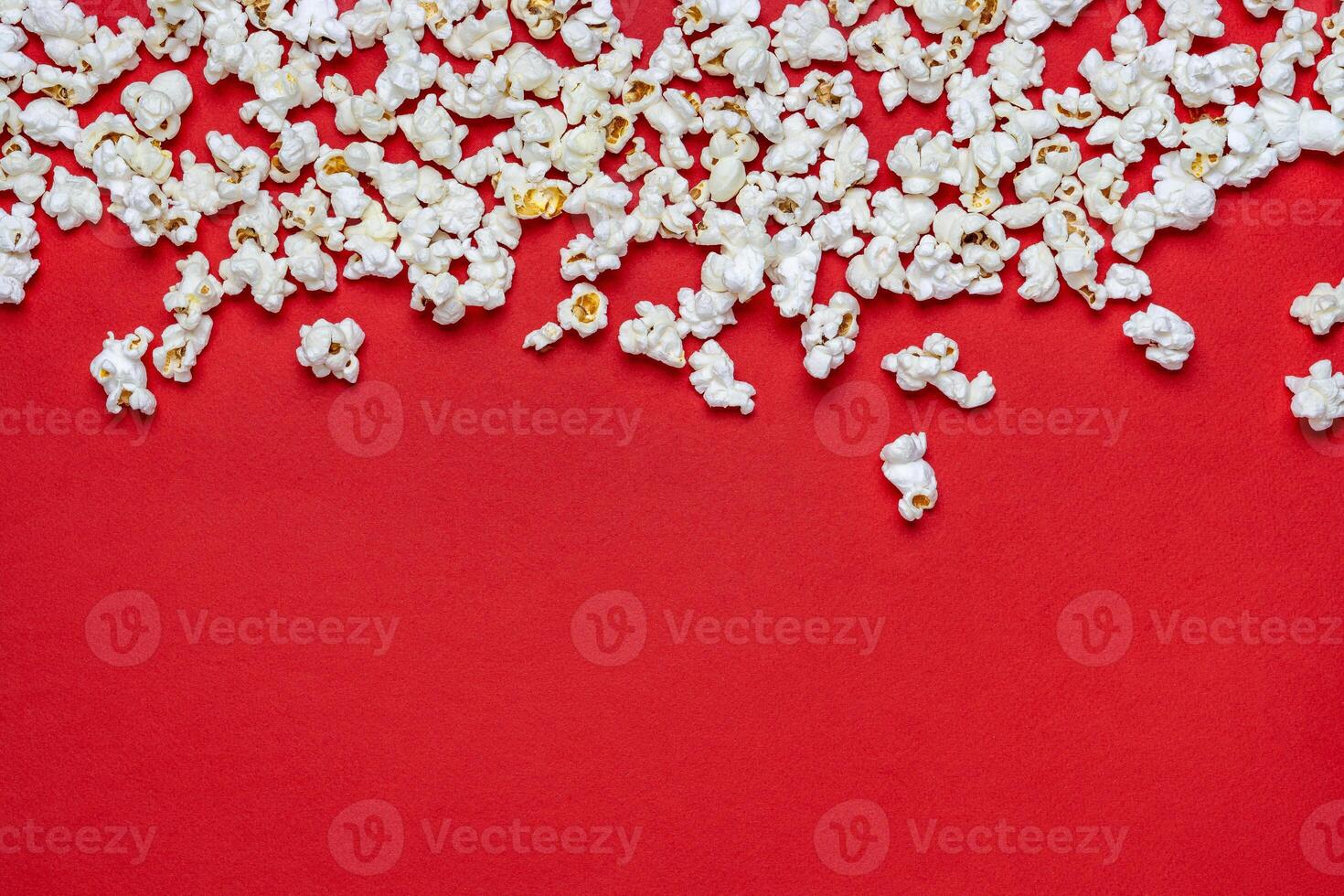 white popcorn on a red photo