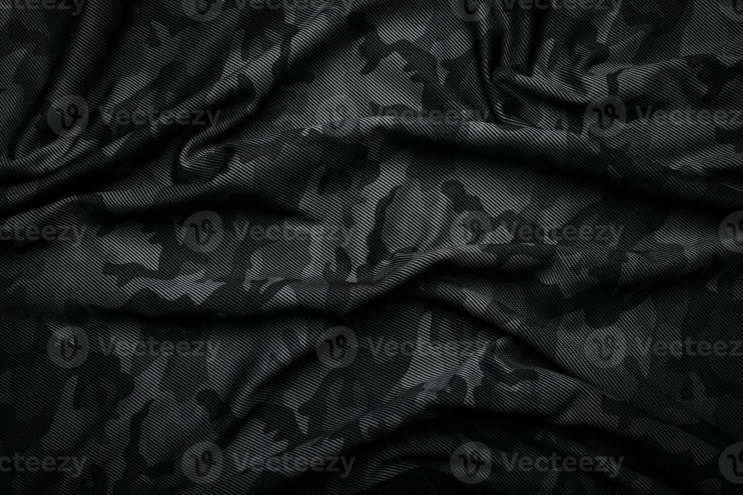 Camouflage pattern. Trendy dark gray camouflage fabric. Military texture. Dark back. photo