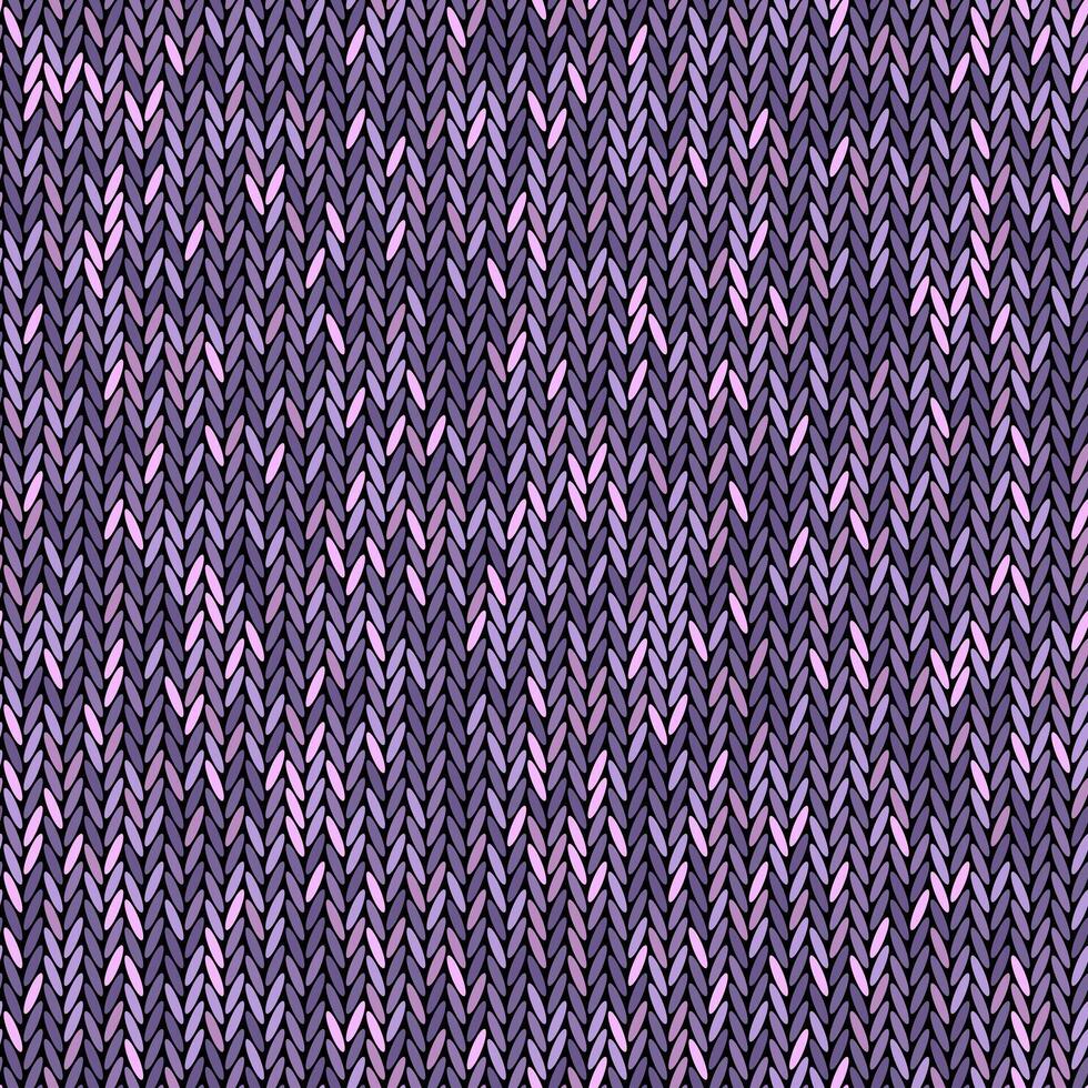 Knit texture melange pink purple color. seamless pattern fabric. Knitting background flat design. vector