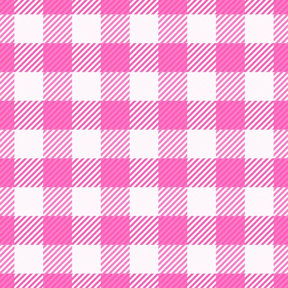 Softness pattern textile fabric, manufacturing plaid seamless. Manufacture tartan check background texture in pink and snow colors. vector