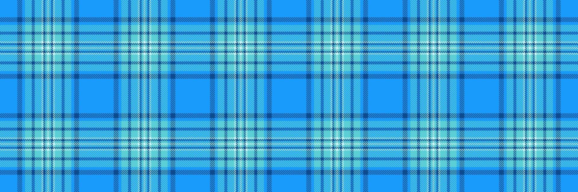 Apparel background seamless fabric, performance plaid textile pattern. Color check texture tartan in bright and cyan colors. vector
