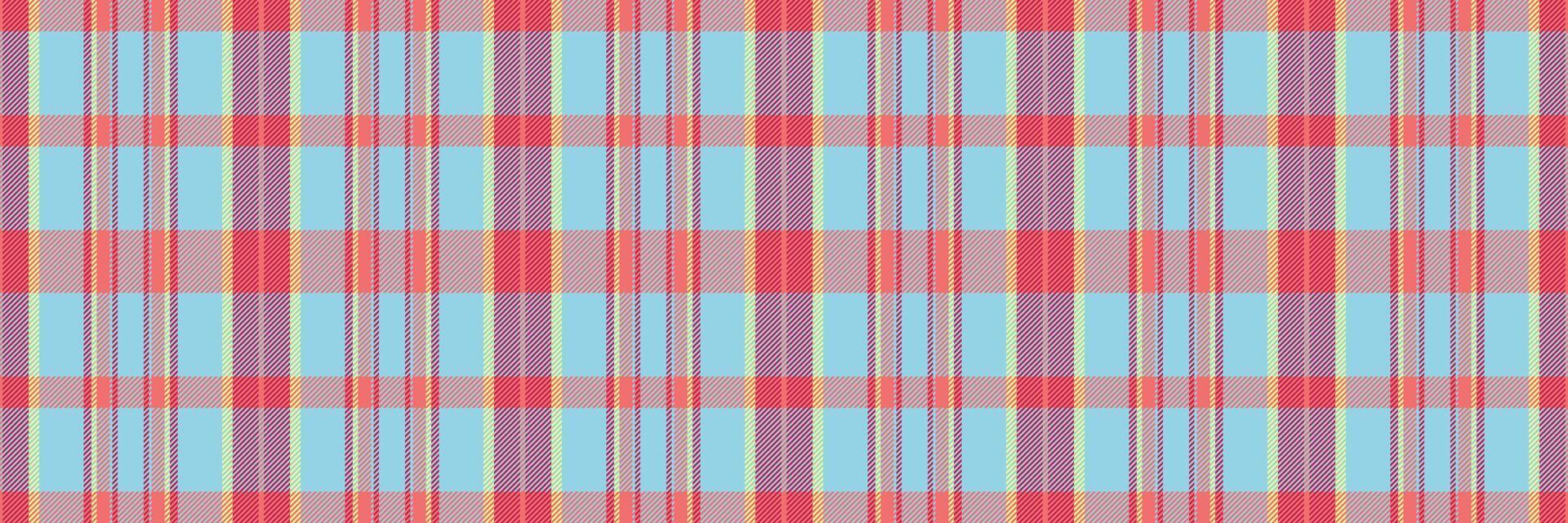 Britain fabric seamless tartan, rose background plaid texture. Stitch textile pattern check in red and cyan colors. vector