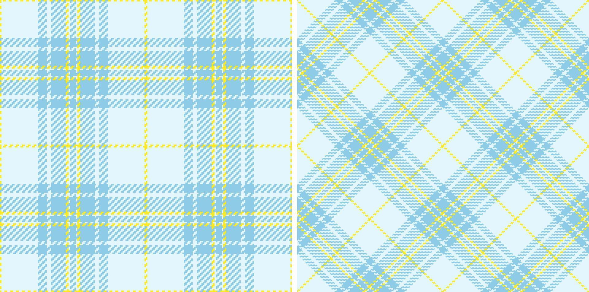 Plaid pattern of check seamless texture with a tartan background fabric textile. Set in novelty colors for creative uses of ornamental silk tape. vector