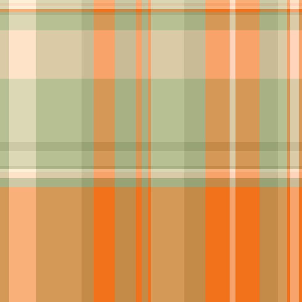Fade check fabric tartan, adorable seamless background . Sheet textile plaid pattern texture in orange and pastel colors. vector