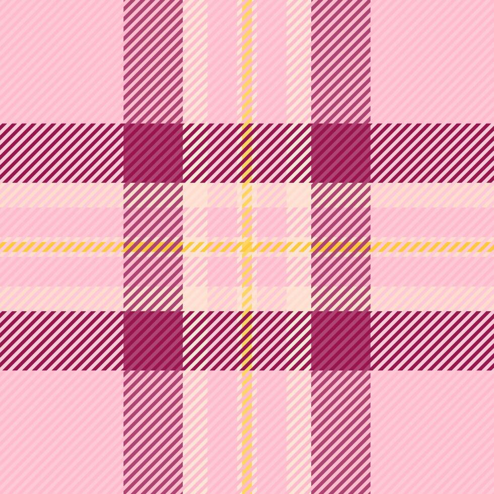 Greeting card texture pattern, fashionable plaid textile fabric. Season check tartan seamless background in pink and light colors. vector