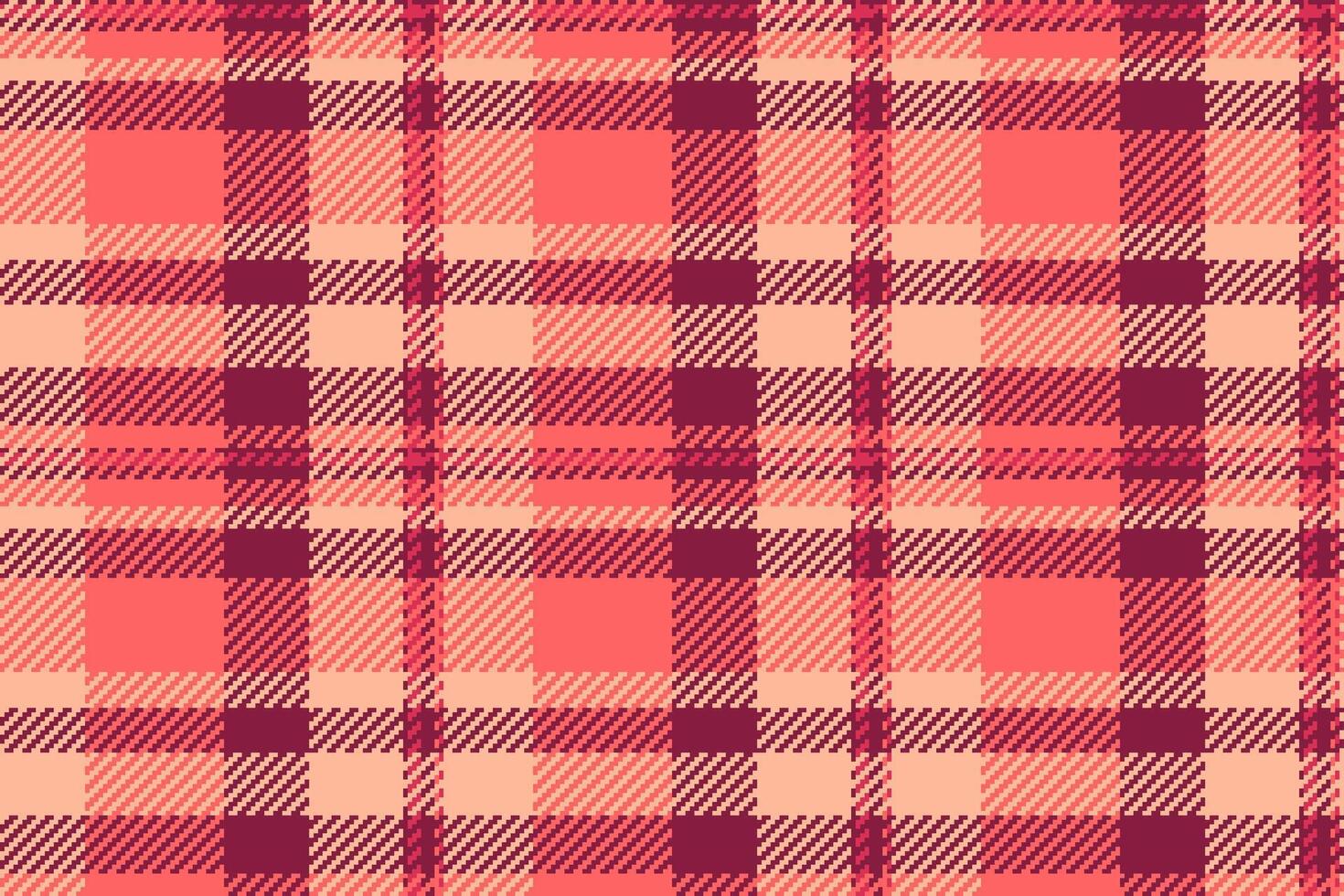 Quilted background check, dress pattern textile plaid. Swatch fabric seamless tartan texture in red and orange colors. vector