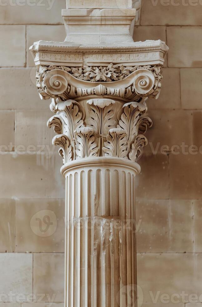 A detailed view of an antique column photo