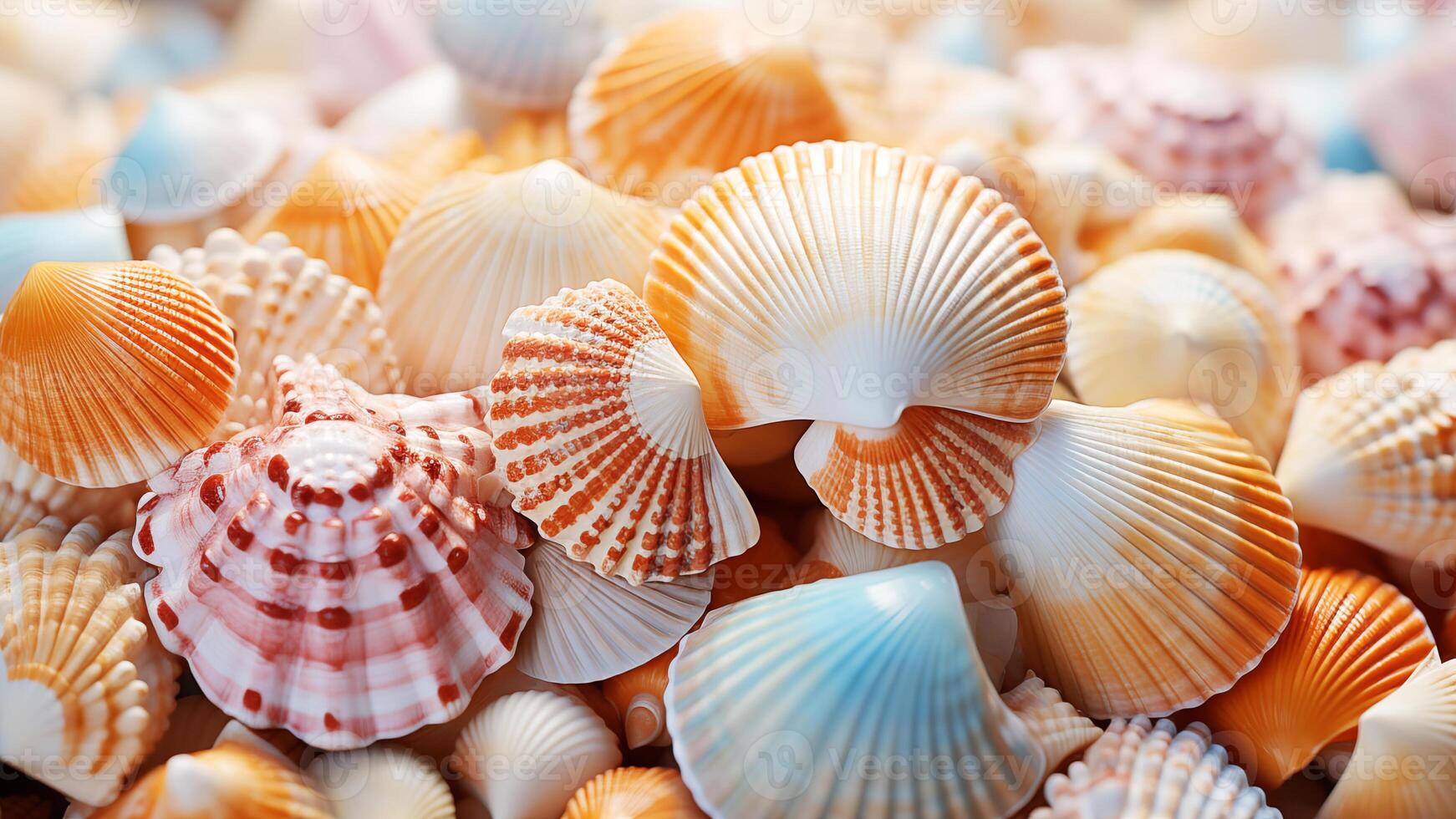 Close-up image of different colorful shells photo
