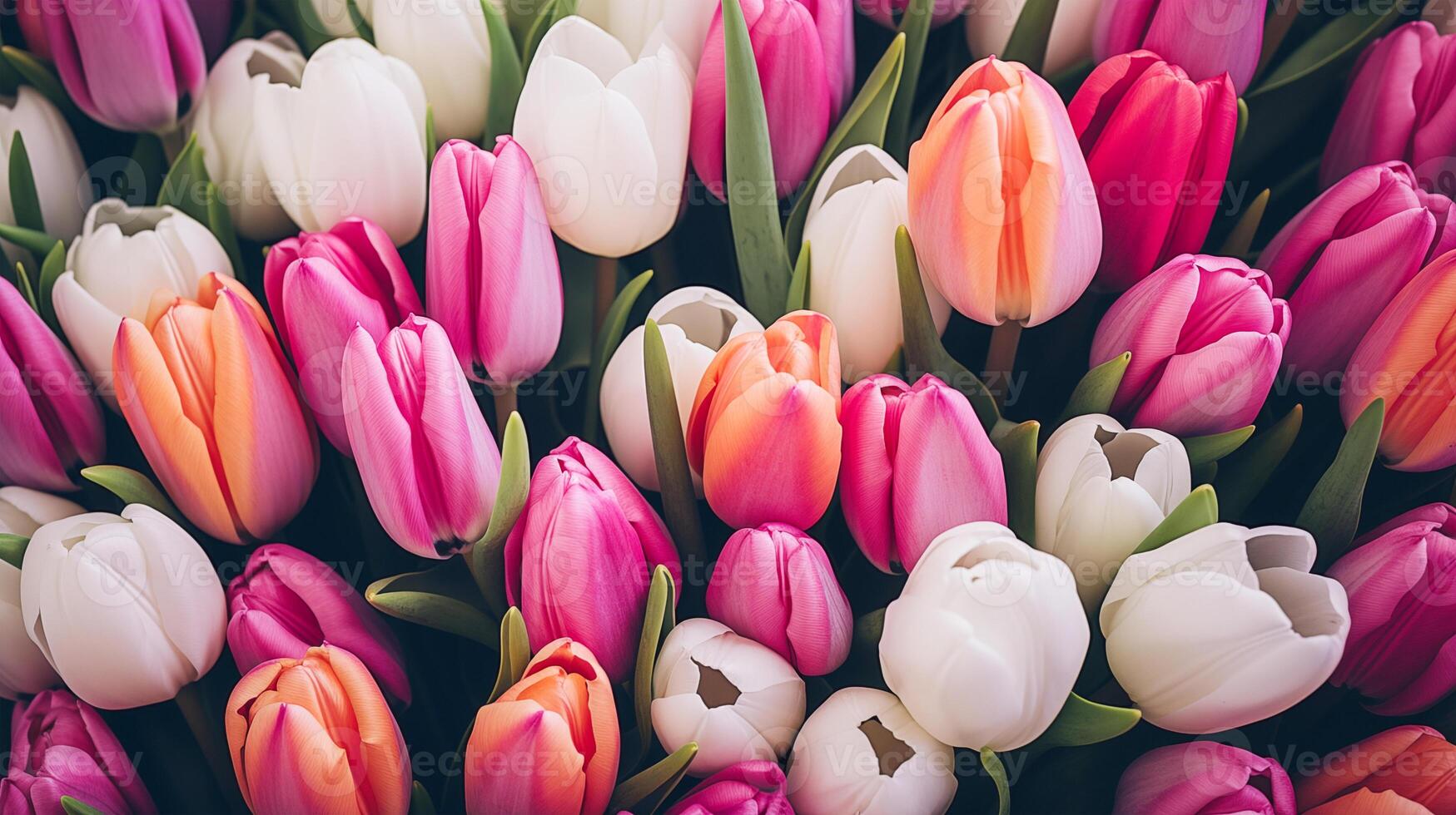 Close-up image of colorful spring tulips photo