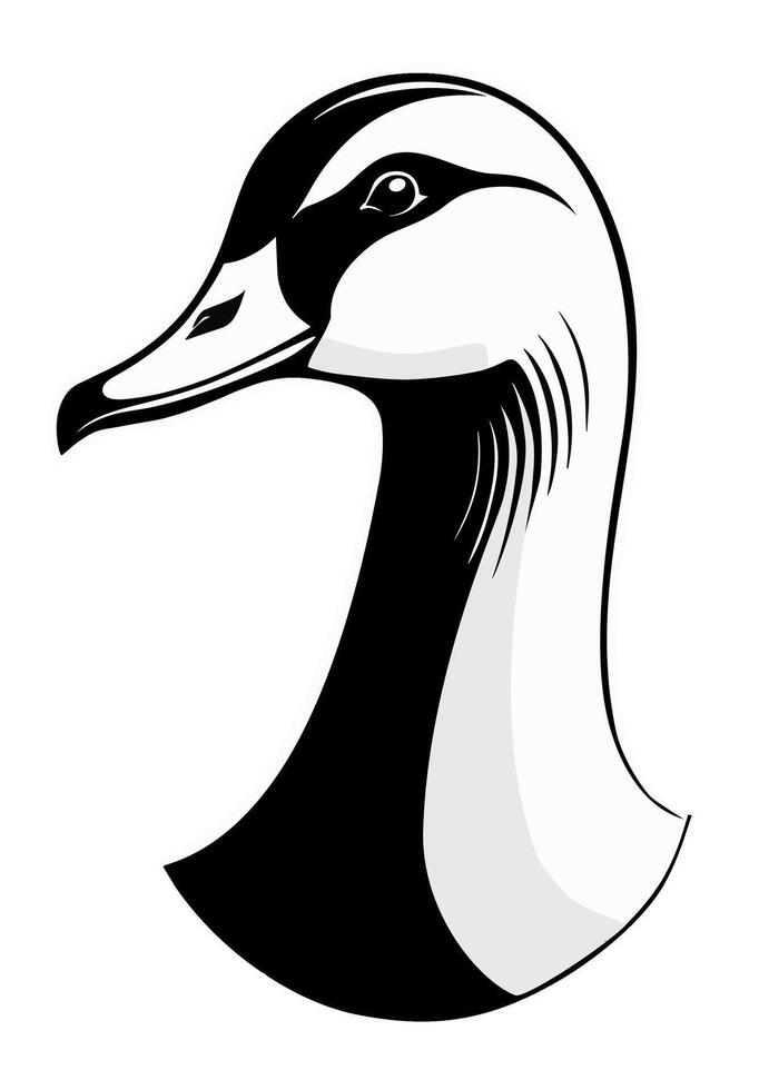 Goose head, black and white, isolated logo or symbol. Can be used as emblem or mascot for sports or other products. vector