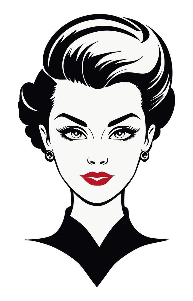 Office hairstyle side-swept in the front, long hair pinned at the back 1930s vector