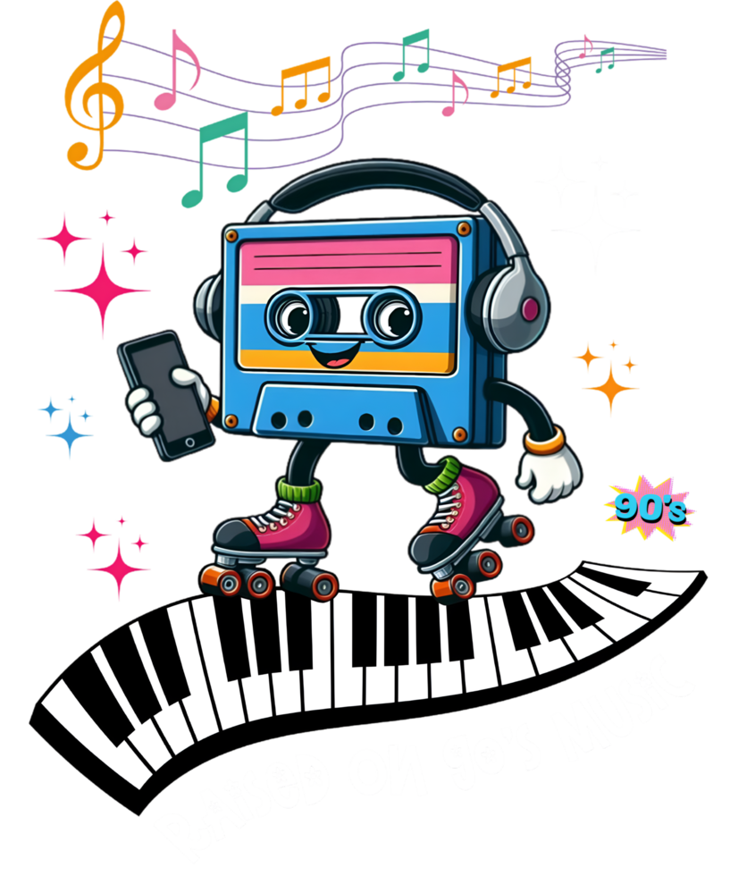 Retro cassette tape character png