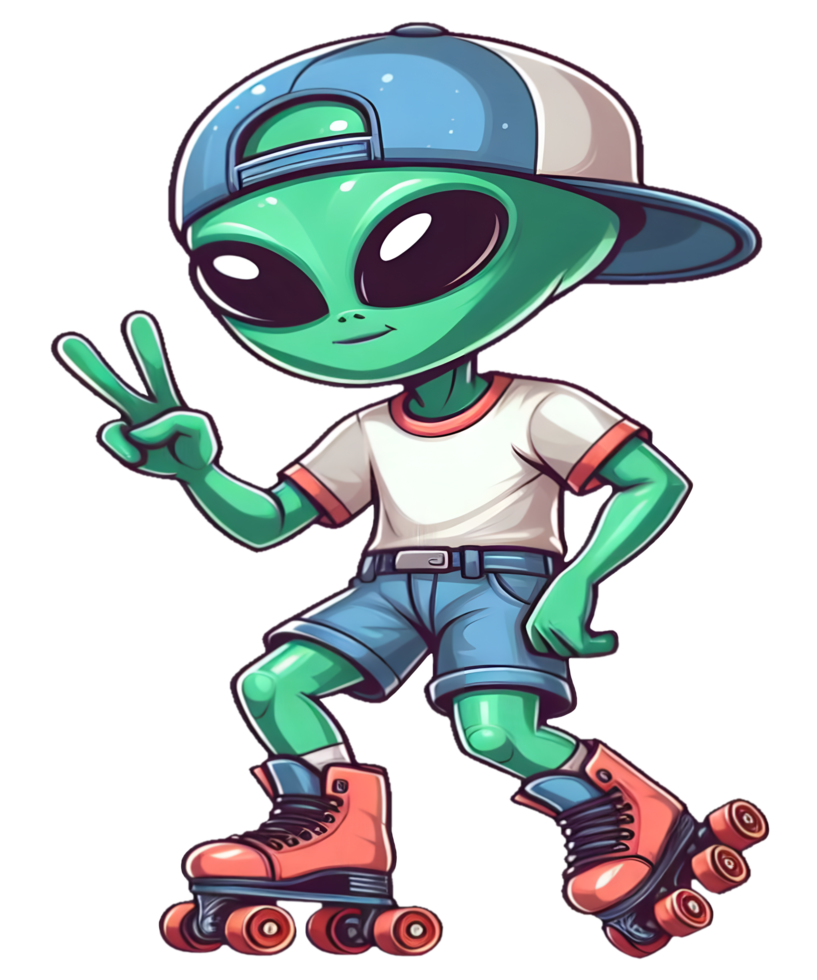 Alien On Roller Skates png