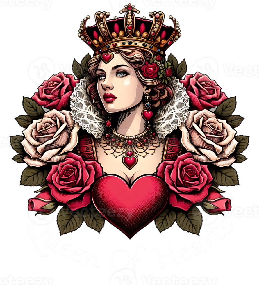 Queen Of Hearts With Roses png