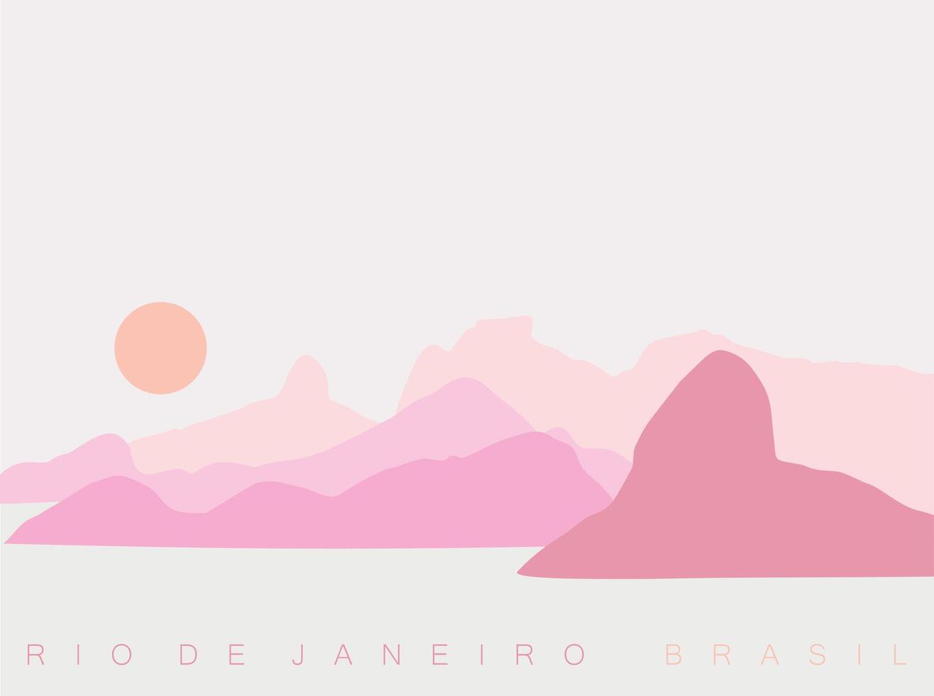 Graphic style illustration of silhouette view of mountain range of Rio de Janeiro city, Brazil. vector