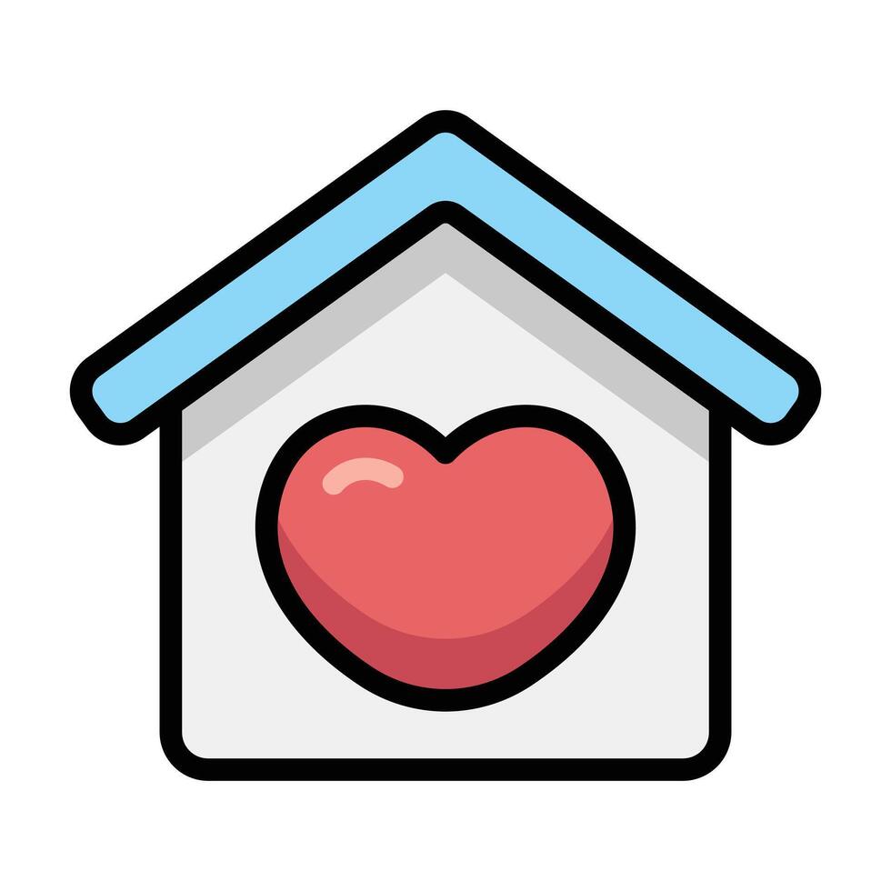 Simple Home with Love colorful icon. The icon can be used for websites, print templates, presentation templates, illustrations, etc vector