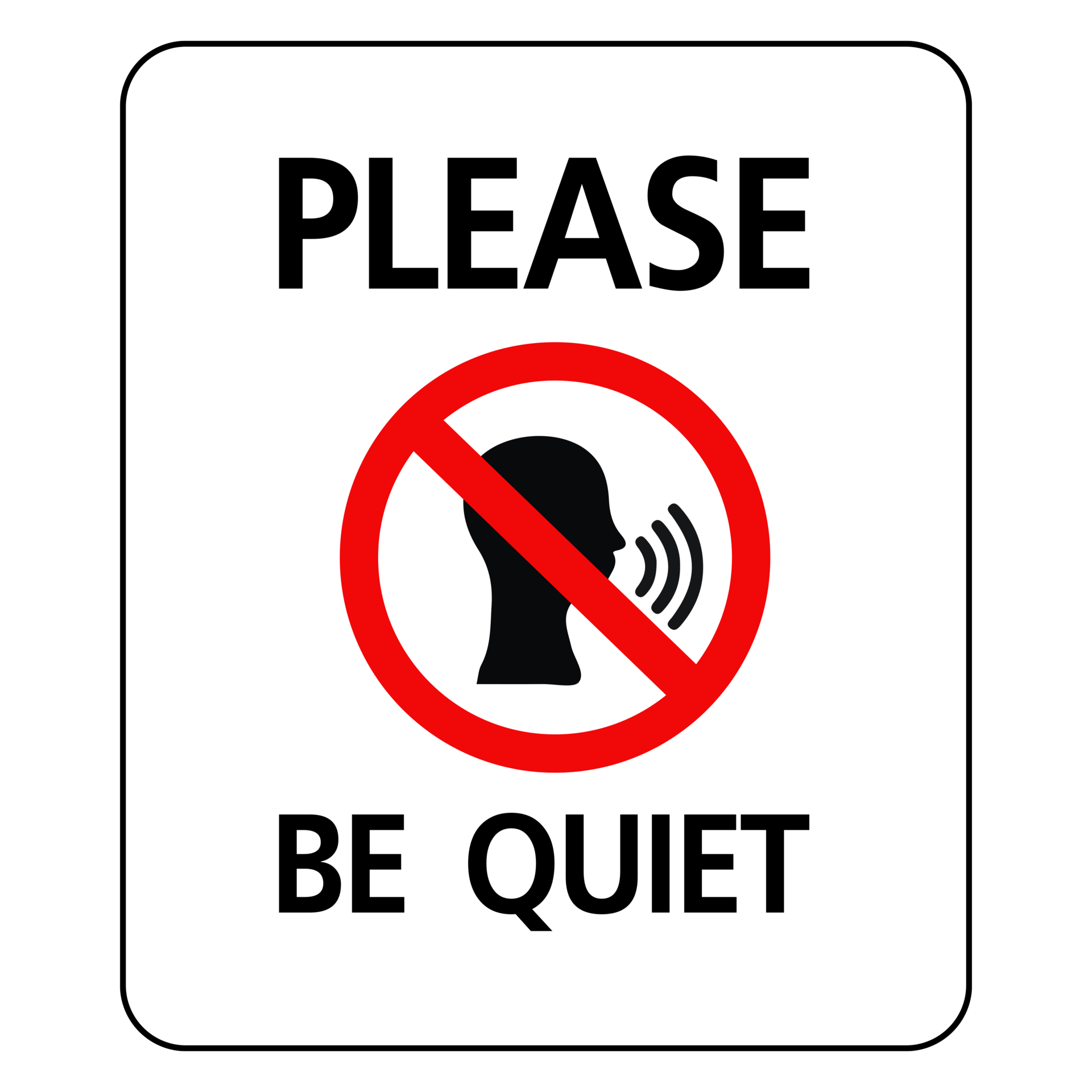 Warning sign please be quiet. 48844492 PNG