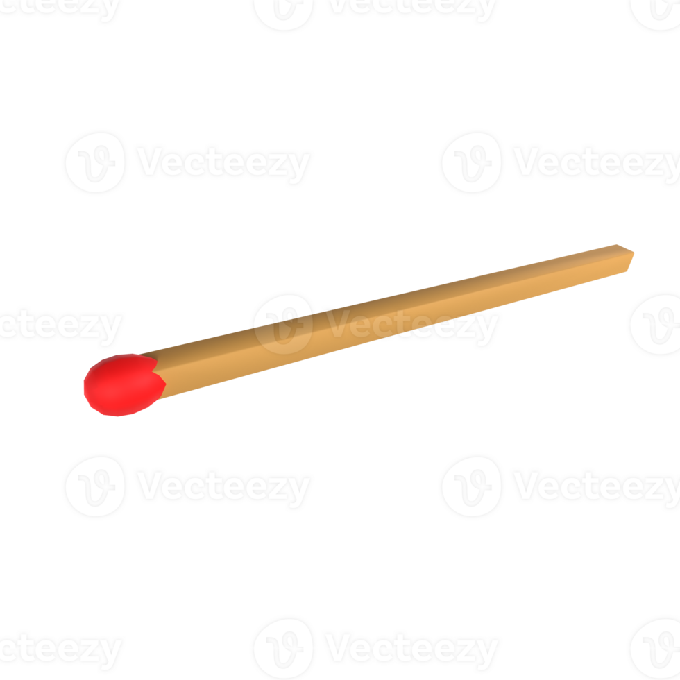 A red and orange matchstick is shown on a transparent png