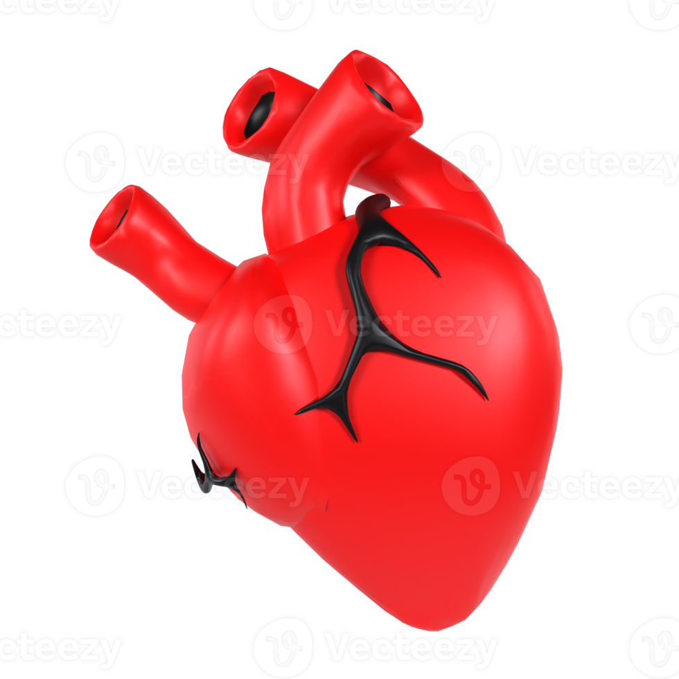 A red heart with black spikes on it png