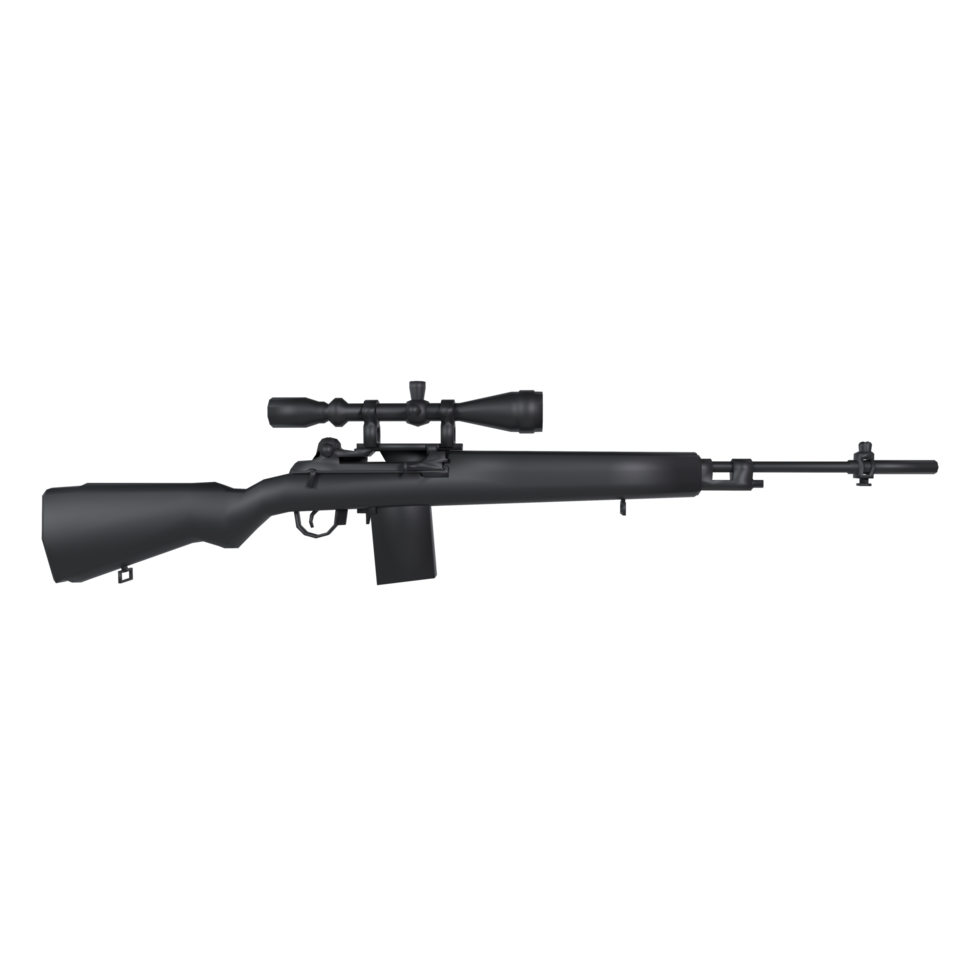 A black rifle with a scope attached to it png