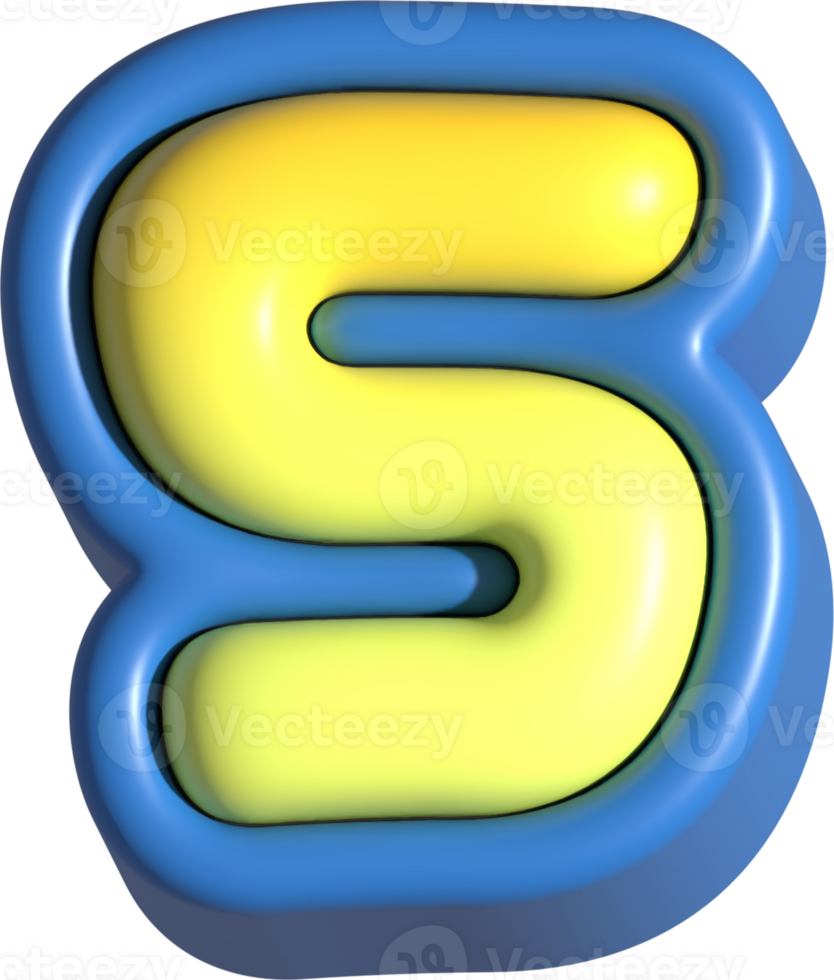 Letter S, 3d rendering uppercase alphabet png