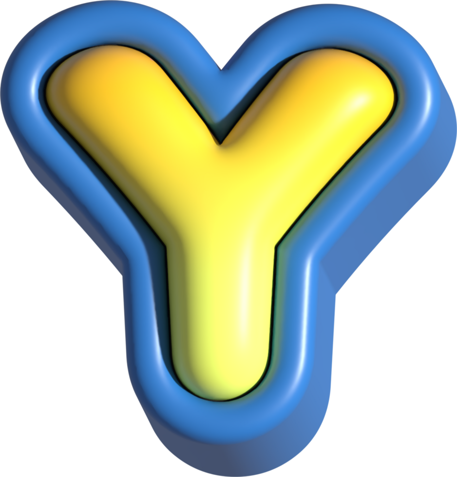 Letter Y, 3d rendering uppercase alphabet png