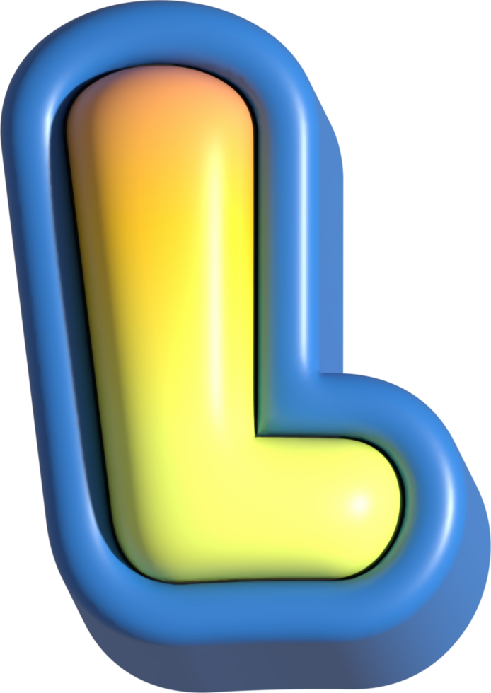 Letter L, 3d rendering uppercase alphabet png