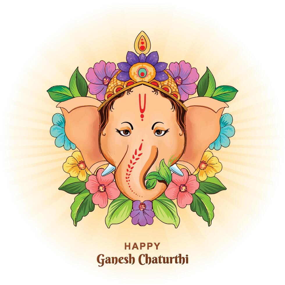 Modern artistic happy ganesh chaturthi festival card background vector